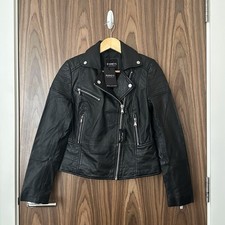 Barney's Originals Clara Black 100% Real Sheep Leather Jacket UK 8-10 NEW £190