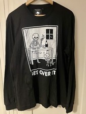 Men’s Graphic Print T Shirt Size MED Get Over It Black Vegan Rejuvenated Apparel