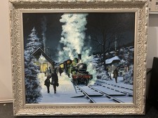 Oil Painting On Canvas By Alan King Of Malvern England. Steam Into Snow 24”x20”