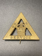 Original WW1 On War Service 1916 Lapel Badge 483787 Wylie & Co. London