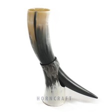 Ox Horn Viking Drinking Horn Beer Mug With Horn Stand | 13 – 16 Inches in Length