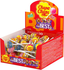 Chupa Chups Best of Lollipop Box, 4 Flavours of Party Sweets with Natural 