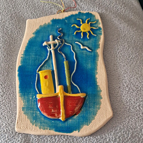 Ceramic nautical boat - boat, hanging