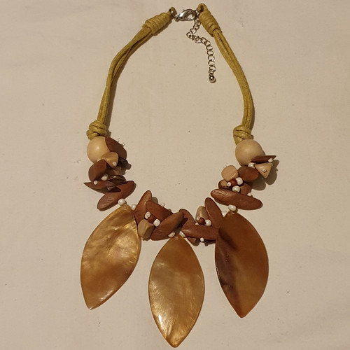 Wooden beaded leaf - wooden,