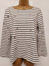 Joules Ladies Tunic Jumper Top 14 White MulticolourStriped Bee Theme long Sleeve