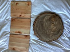 Wood Slice Wedding Cake Stand and 3 x serving boards
