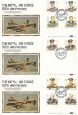 RAF Royal Air Force GUTTER PAIRS LANCASTER FLOWN FDC x3 1986 CLEARANCE (147746)