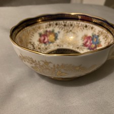 Royal Cauldon England Cobalt & Gold Bone China Painted Tea Cup & Saucer