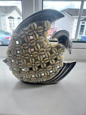 SPANISH SILVER CHROME SHELL MOSAIC & DIAMANTE DESIGN LARGE FISH