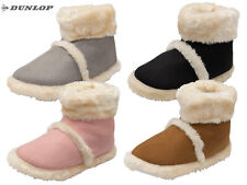 Dunlop Womens Boot Slippers Bootie Faux Fur Lining Warm Soft Comfort Memory Foam