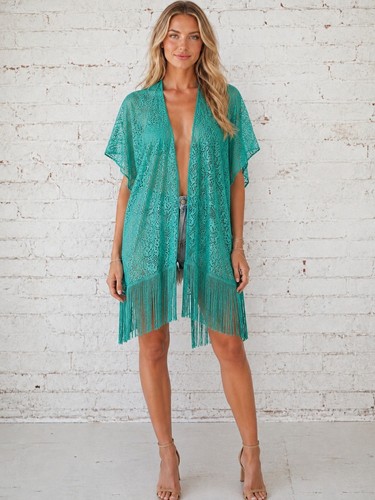 Cruise club green lace fringe - club,