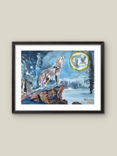Original wolf painting - original, 9x12"