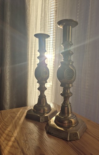 Wonderful pair brass candle - pair,,
