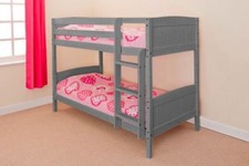 Wooden Bunk Bed Kids Childrens Single PINE,WHITE or GREY 2ft6 Shorty 3ft Single