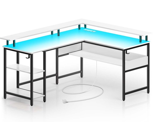 Shaped corner desk gaming - l,