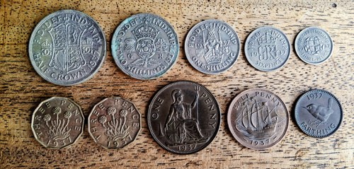 Set 1937 george coins - set,
