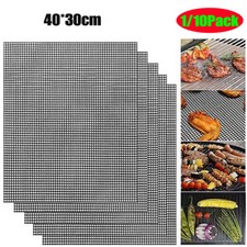 10Pcs BBQ Grill Mesh Non-Stick Mat Reusable Sheet Resistant Barbecue Meat UK