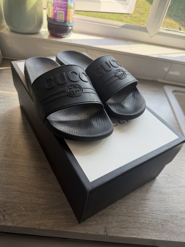 Gucci black rubber slides - slides, –