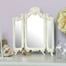 Small cream rose triple mirror