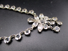 Art Deco 1920s 1930s Open Back Cut Glass Paste Flower Dropper Necklace Vintage