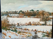 Winter Snow Scene Wirral Oil Painting Keith Gardner Royal Cambrian Academy