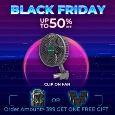 Mars Hydro 6" Oscillating Clip-On Fan, Grow Tent Cooling Fan Adjustable 10 Speed