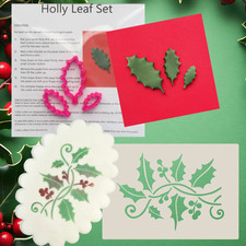 Christmas Holly & Berry Stencil & Holly  Cutters for Cake Decorating  & Craft