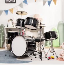 GYMAX Junior Drum Set, 5 Piece Kids Drum Kit with Stool, Sticks and Drum Pedal