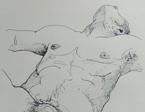 Male nude ink drawing original - nude,