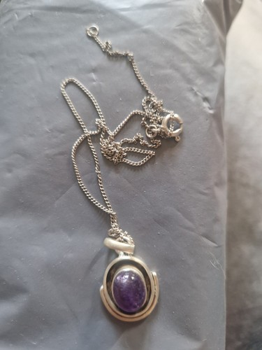 Silver 925 amethyst necklace - amethyst,