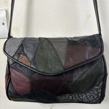 VINTAGE PATCHWORK SUEDE LEATHER CROSSBODY BOHO ENVELOP PURSE SHOULDER HAND BAG 