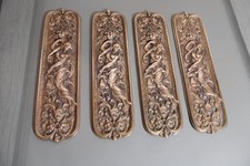 4 x Antique Decorative  Brass Finger Door Plates - Depicting Ladies