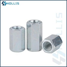 THREADED SLEEVE HEX ROD BAR STUD HEXAGON CONNECTOR NUT BZP LONG NUTS M4 TO M24