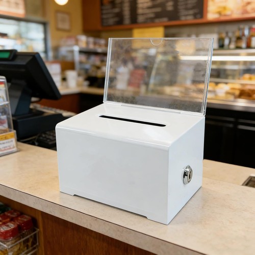 Donation box with lock - box, sign