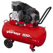 Sealey SAC1103B Air Compressor 100L Belt Drive 3hp with Cast Cylinders Wheels B