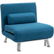 HOMCOM Folding 5 Position Convertible Sleeper Chair Sofa Bed Chaise Lounges Blue