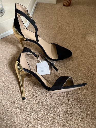 Zara black gold sandals size - zara,