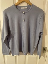 Alice Collins Womens Ladies Size L Blue Metallic Emily Cardigan top merino wool