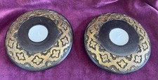 Laura Ashley Indian Style Dark Wood With Gold Detailing  Tealight Holders X 2