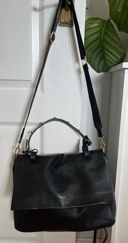 Zara black leather messenger - zara,