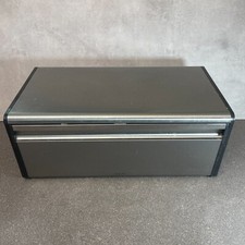 Brabantia Large Rectangular Fall Front Bread Bin Flat Top | Chrome/Silver