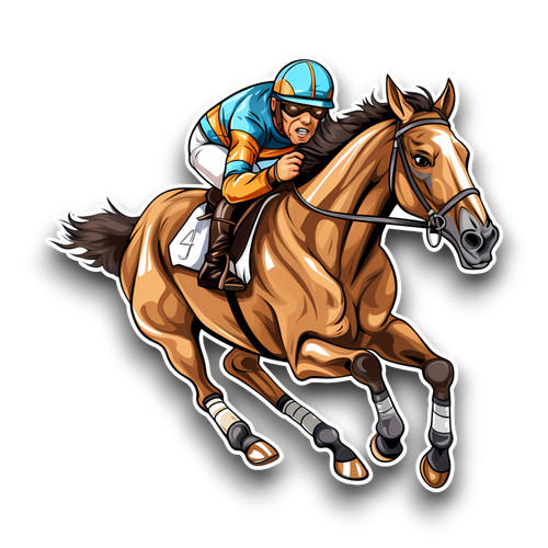Cartoon horse racing - horse, jockey