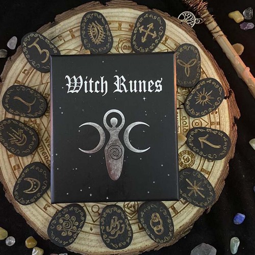 Wooden runes set witch - wooden,