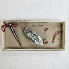 Abalone Tatting Shuttle & Awl