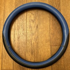 Universal Black+Blue Eco Leather Steering Wheel Cover 44-46 cm for trucks - Used