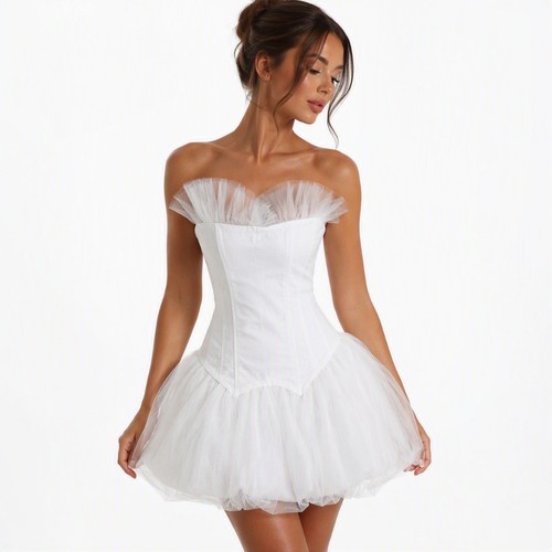 Musa white corset - corset, tulle