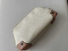 Mulberry cream brown small makeup bag leather textured scotch grain 