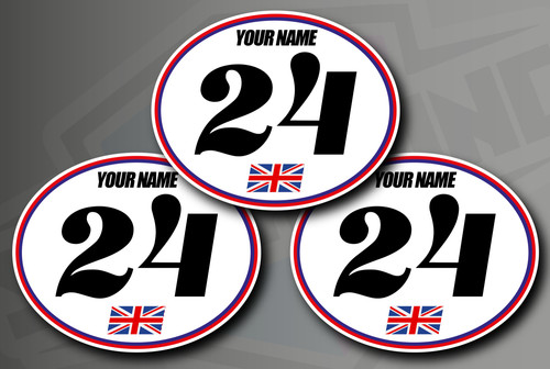 Retro oval race number - x,