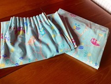 Pair Handmade Lined Pencil Pleat Owl Nursery Children’s Curtains 52” Drop