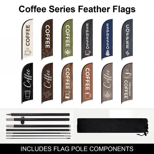 Coffee sign feather - coffee, with